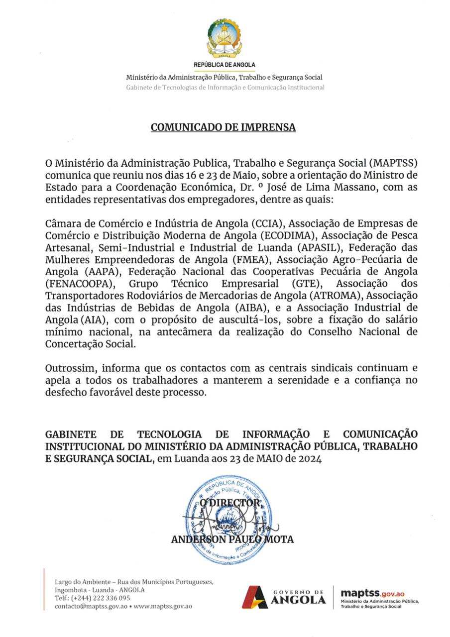 COMUNICADO DE IMPRENSA